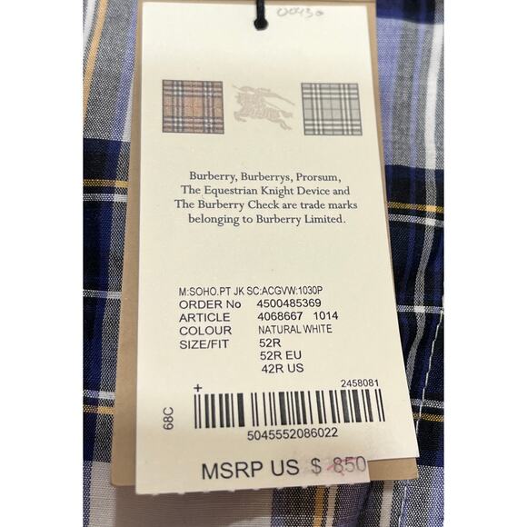 7-72 BURBERRY Men's Blazer Single Breasted Sheer Light-Weight Blue Size 52R/XL - Picture 13 of 13